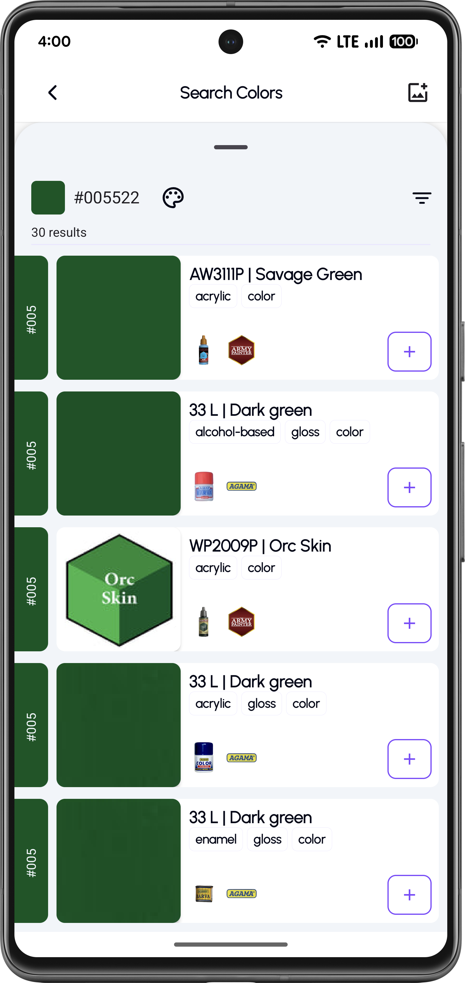 Browse matching paint results