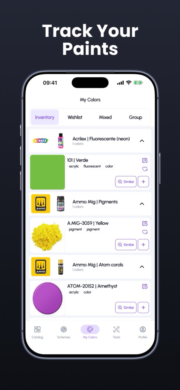 Track your paint inventory and wishlist